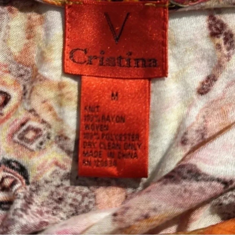 V Cristina Boho Floral Multicolor Women's Top Size M Lightweight - Picture 5 of 7
